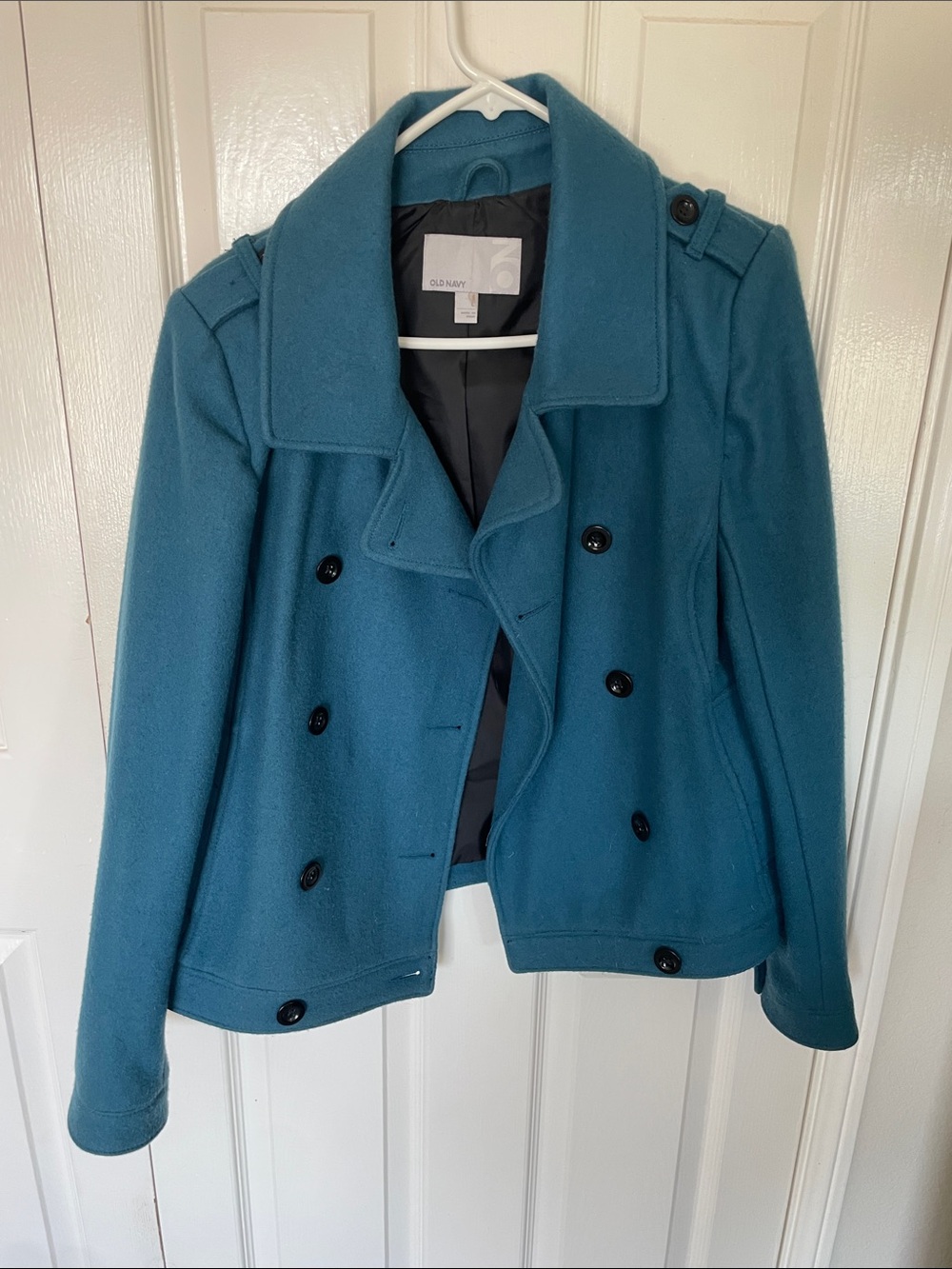 Old Navy Women's Teal Double-Breasted Pea Coat